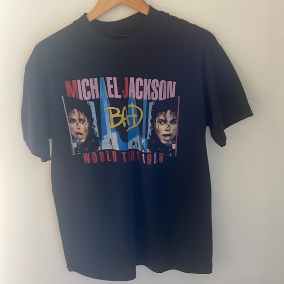 T-shirt Vintage Michael Jackson - Tournée Bad 1988, Coton, Couleur Noire, Neuf Avec étiquettes